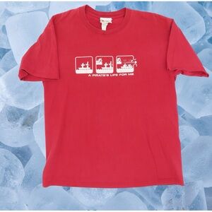 Vintage Pirates Of The Caribbean A Pirates Life For Me T Shirt Size Large Red